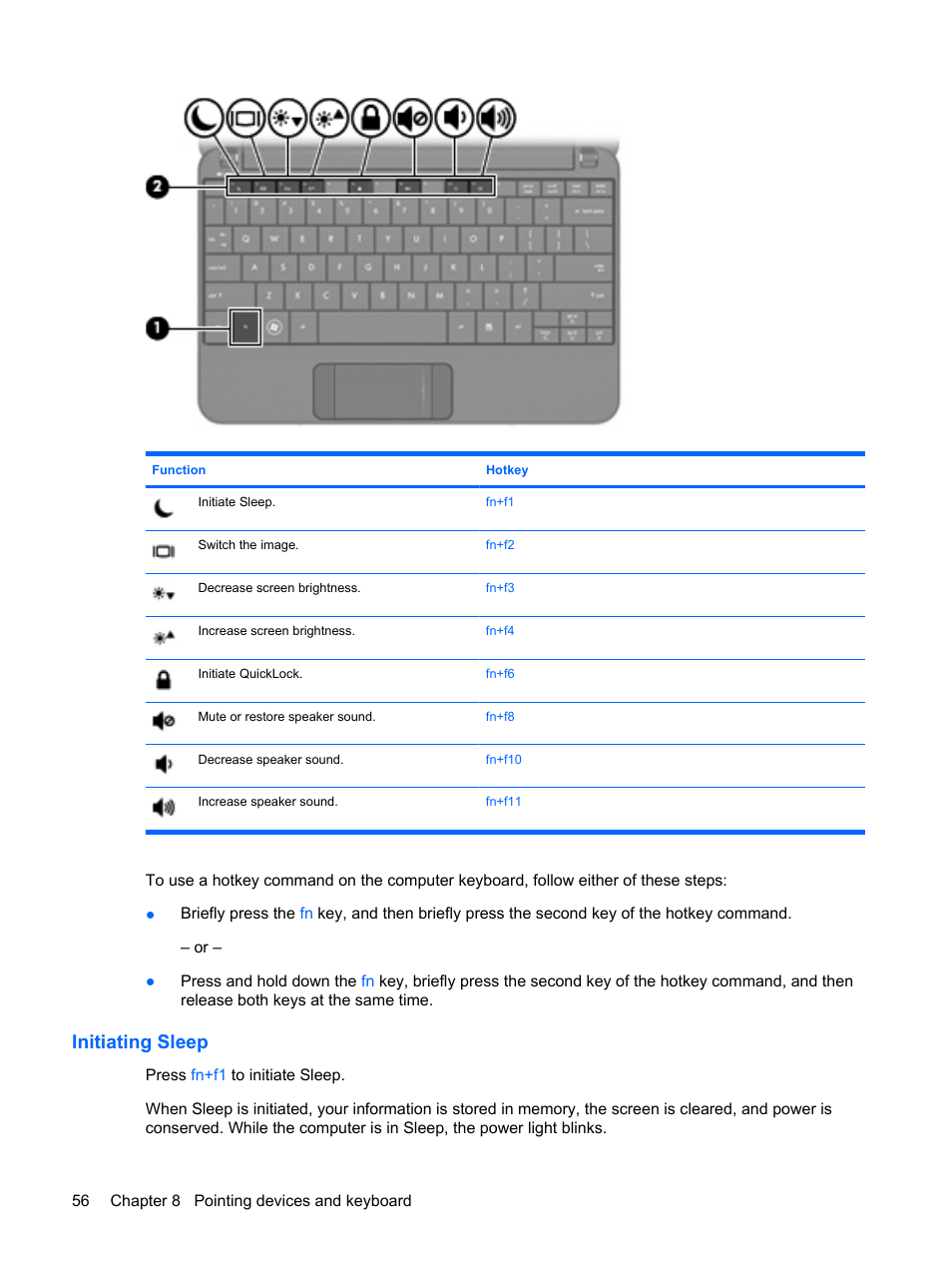 Initiating sleep | Compaq Bluetooth Headset User Manual | Page 64 / 85