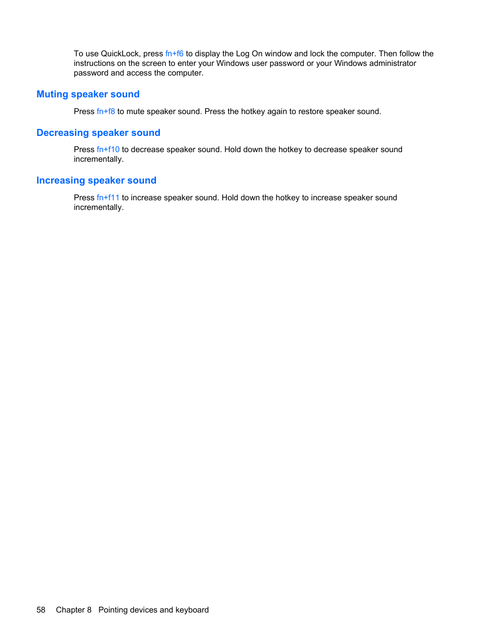 Muting speaker sound, Decreasing speaker sound, Increasing speaker sound | Compaq Bluetooth Headset User Manual | Page 66 / 85