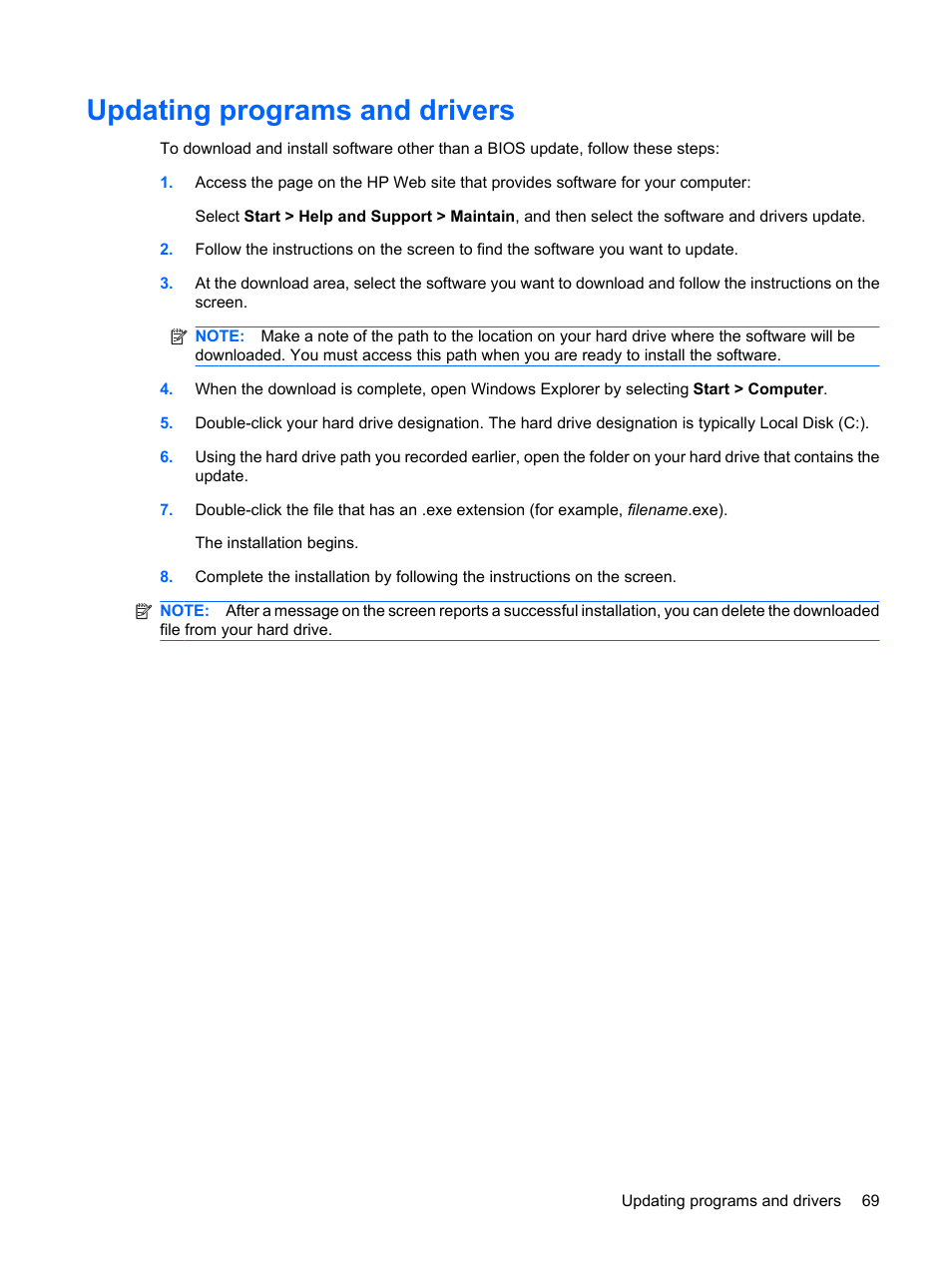 Updating programs and drivers | Compaq Bluetooth Headset User Manual | Page 77 / 85