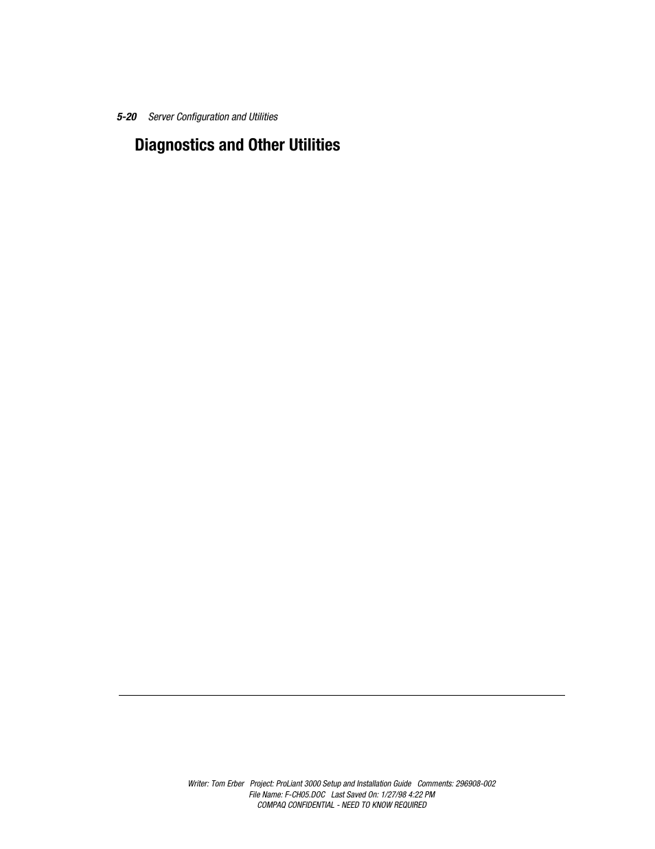 Diagnostics and other utilities | Compaq PROLIANT 3000 User Manual | Page 108 / 137