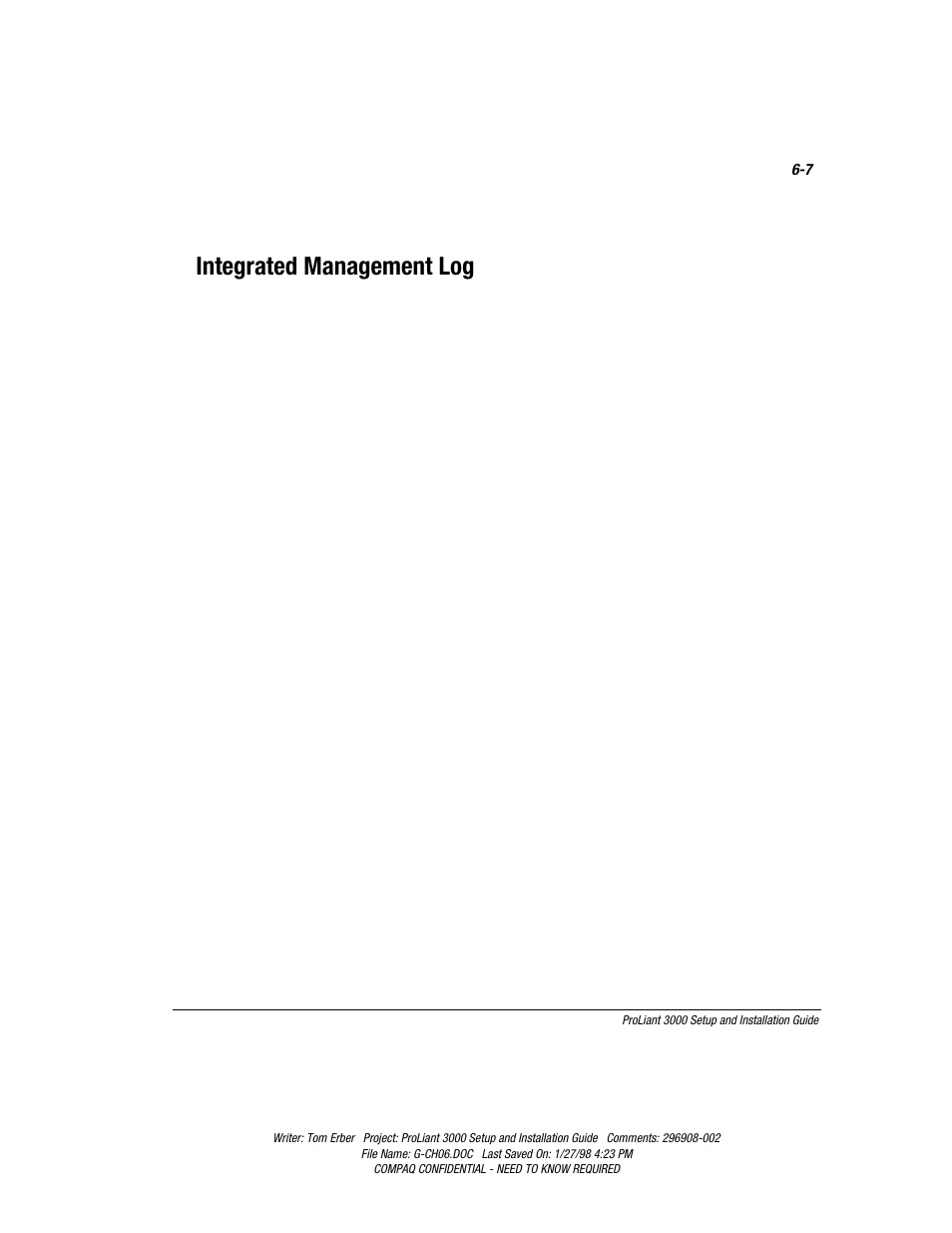 Integrated management log | Compaq PROLIANT 3000 User Manual | Page 115 / 137