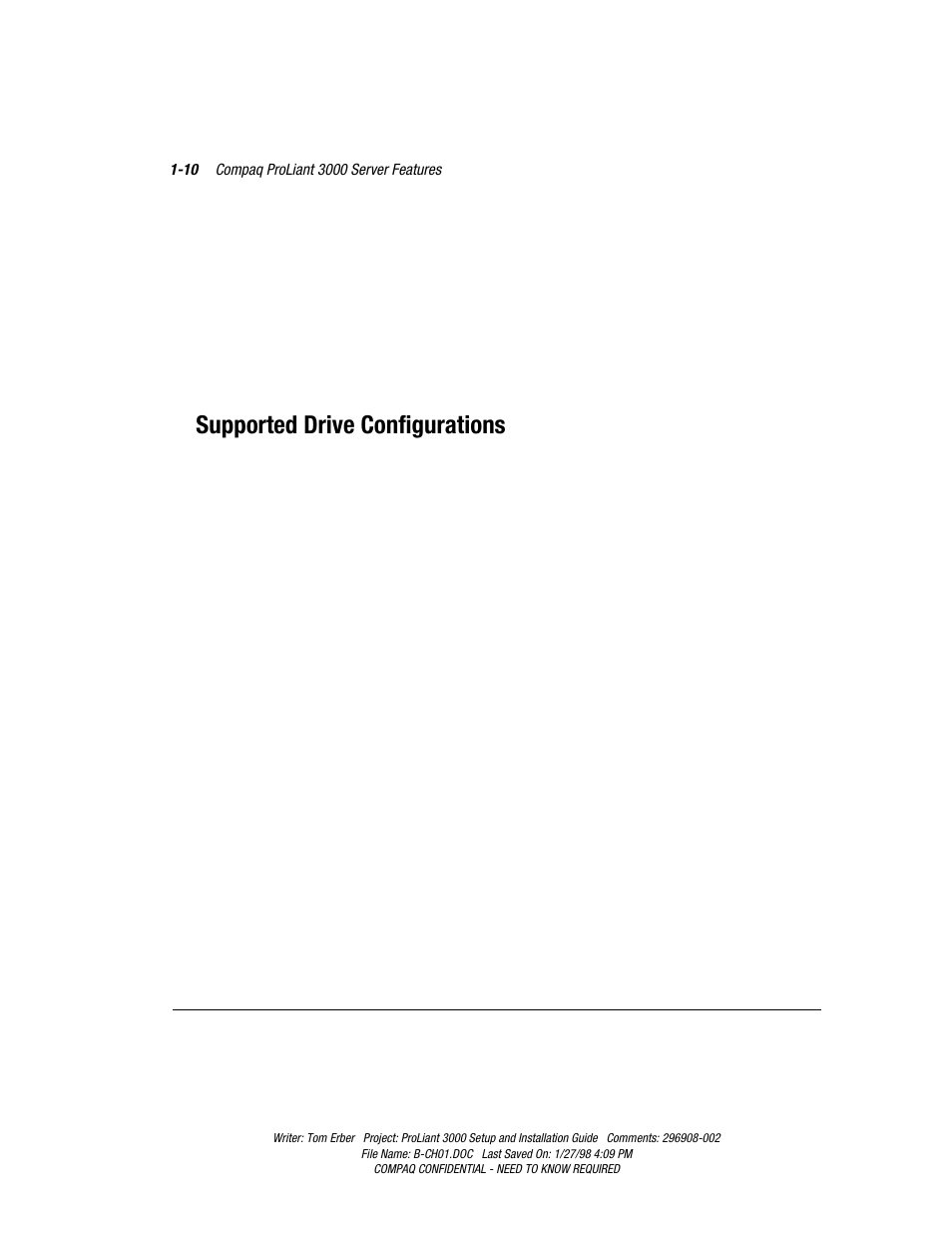 Supported drive configurations | Compaq PROLIANT 3000 User Manual | Page 26 / 137