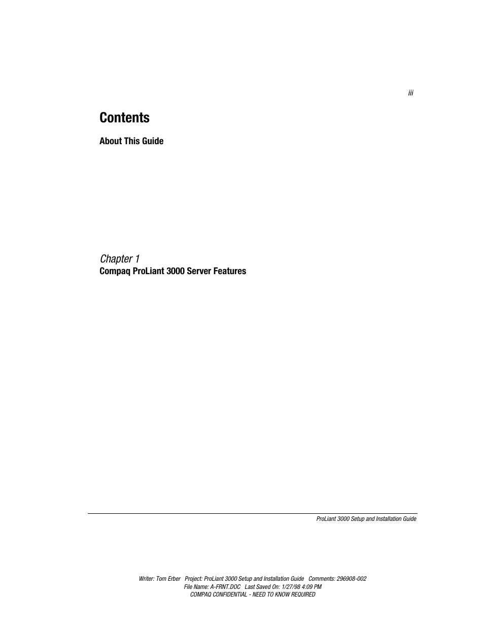Compaq PROLIANT 3000 User Manual | Page 3 / 137