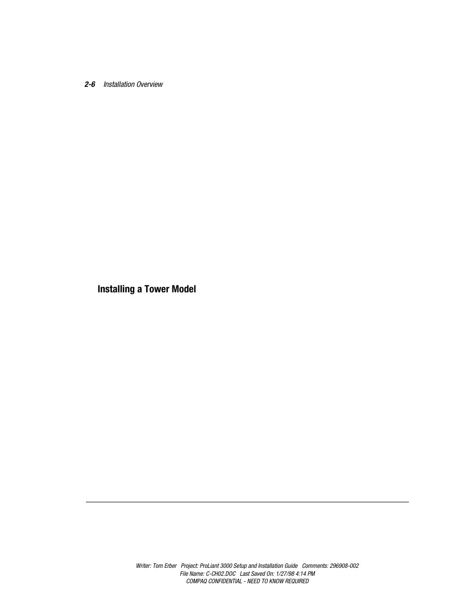 Installing a tower model | Compaq PROLIANT 3000 User Manual | Page 33 / 137