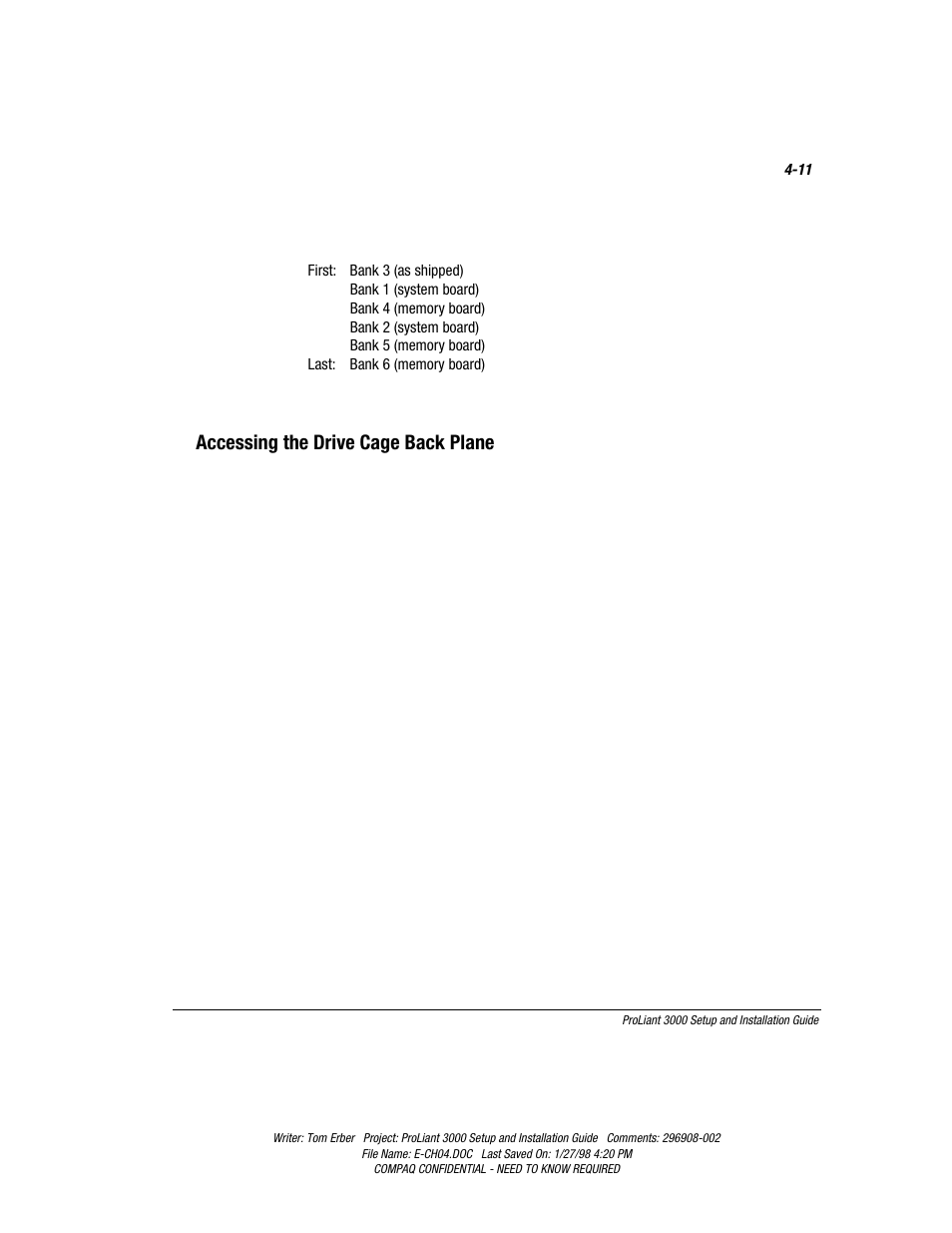 Accessing the drive cage back plane | Compaq PROLIANT 3000 User Manual | Page 72 / 137
