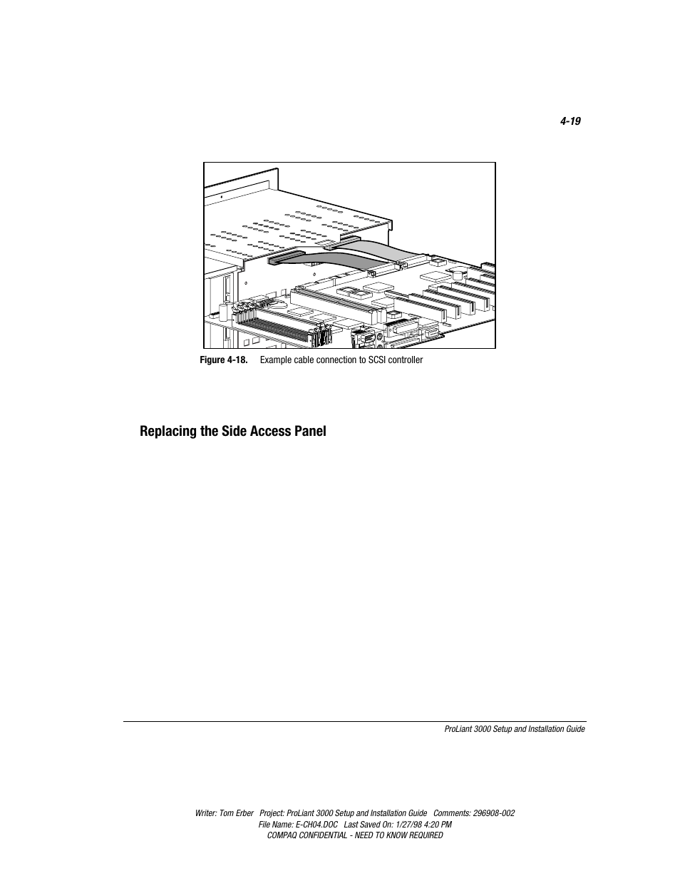 Replacing the side access panel | Compaq PROLIANT 3000 User Manual | Page 80 / 137