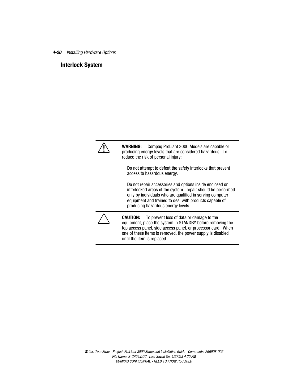 Interlock system | Compaq PROLIANT 3000 User Manual | Page 81 / 137