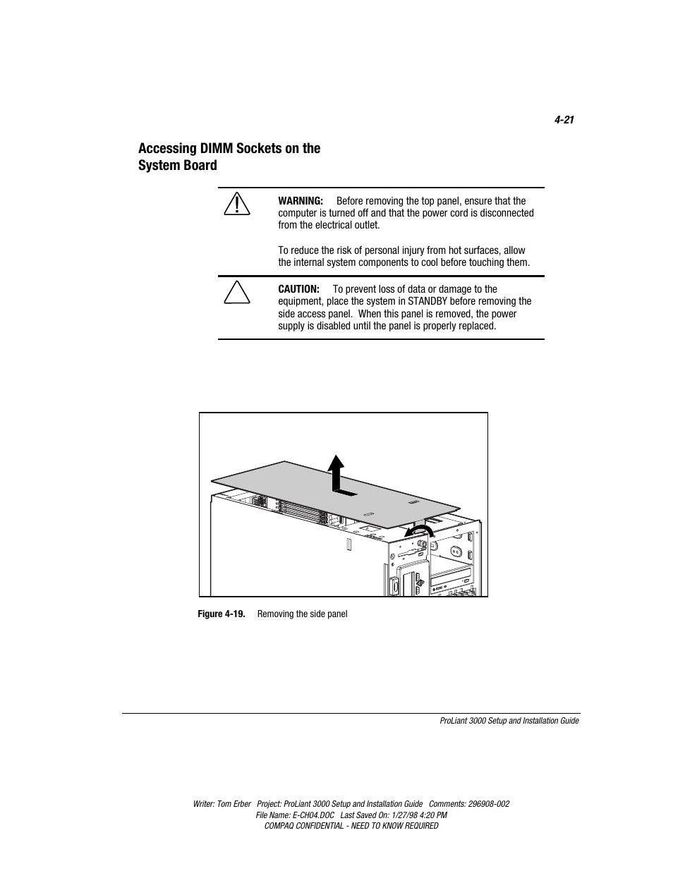 Accessing dimm sockets on the system board | Compaq PROLIANT 3000 User Manual | Page 82 / 137