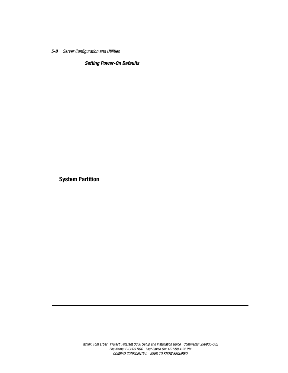 System partition | Compaq PROLIANT 3000 User Manual | Page 96 / 137