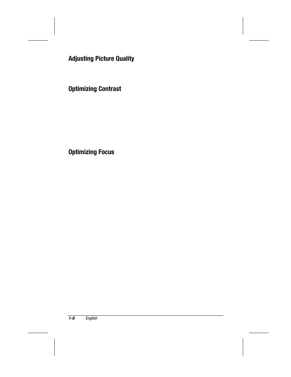 Adjusting picture quality, Optimizing contrast, Optimizing focus | Compaq V700 User Manual | Page 10 / 20