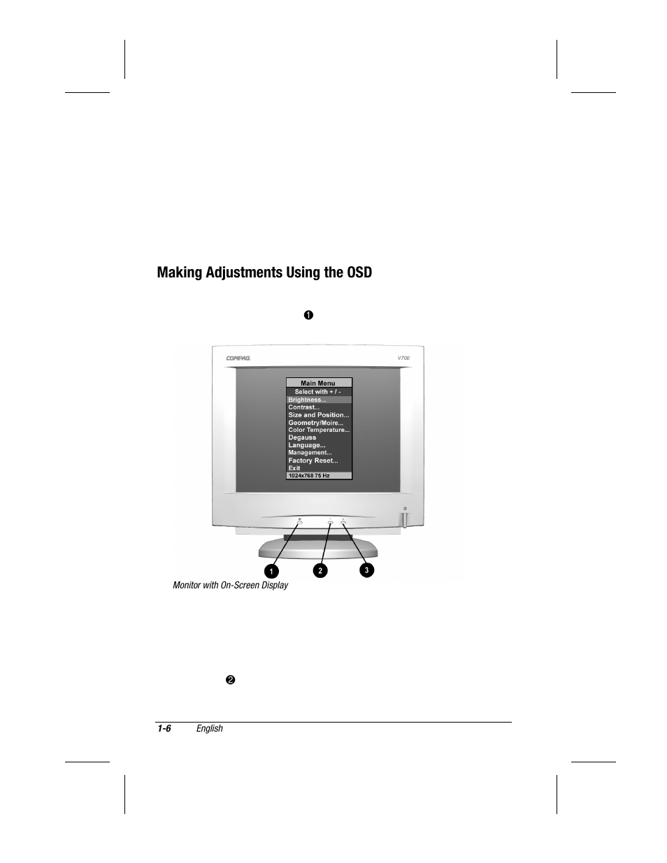 Making adjustments using the osd | Compaq V700 User Manual | Page 8 / 20