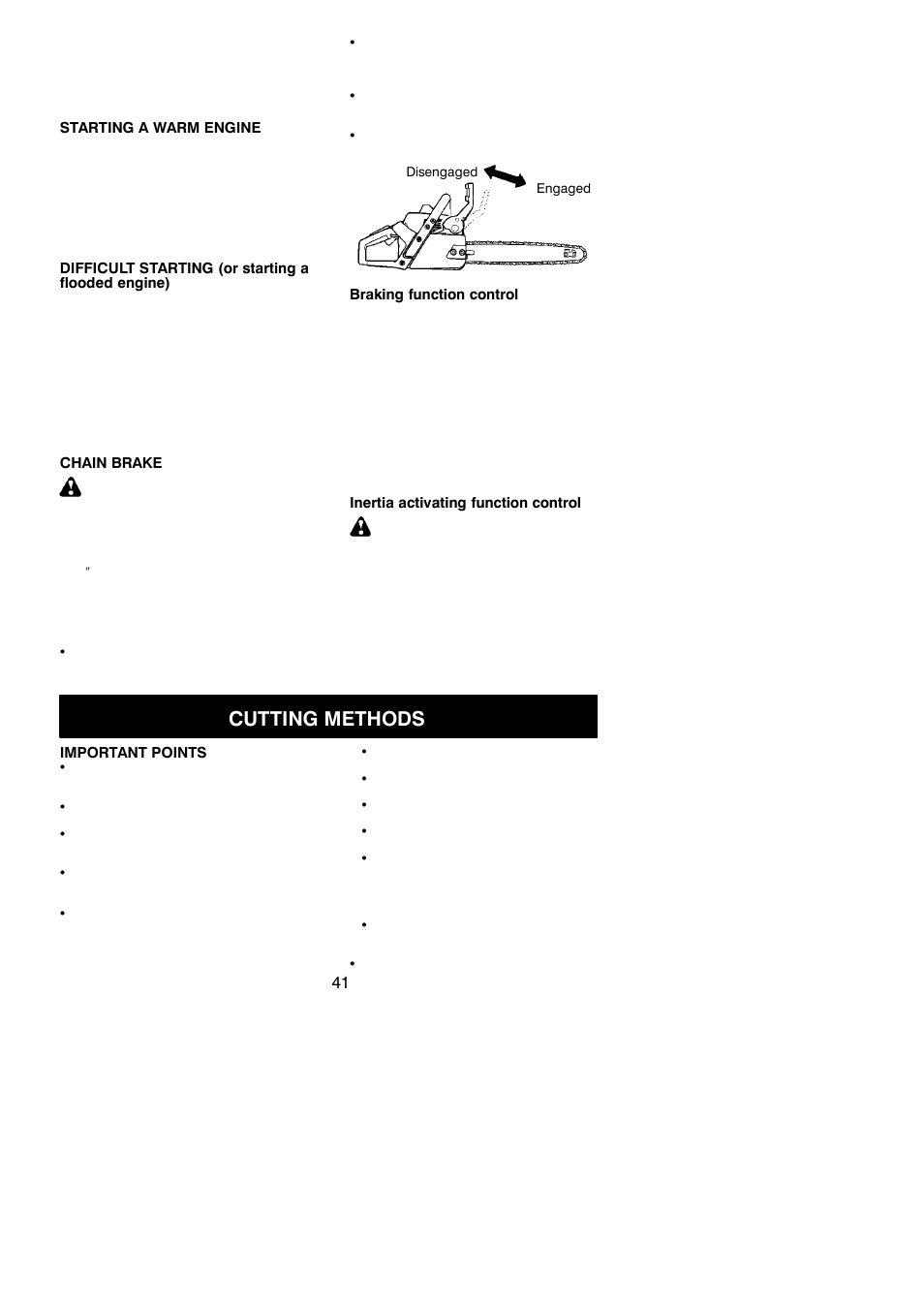 Cutting methods, Warning | Partner Formula 400 Chrome 2007 User Manual | Page 41 / 48