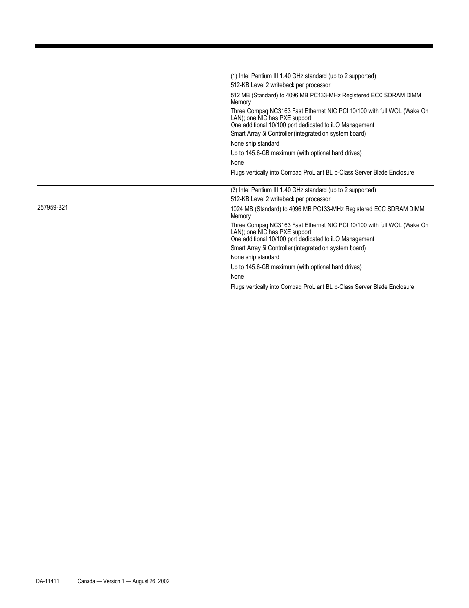 Models, Quickspecs, Proliant bl20p and p-class system | Compaq ProLiant p-Class User Manual | Page 10 / 24