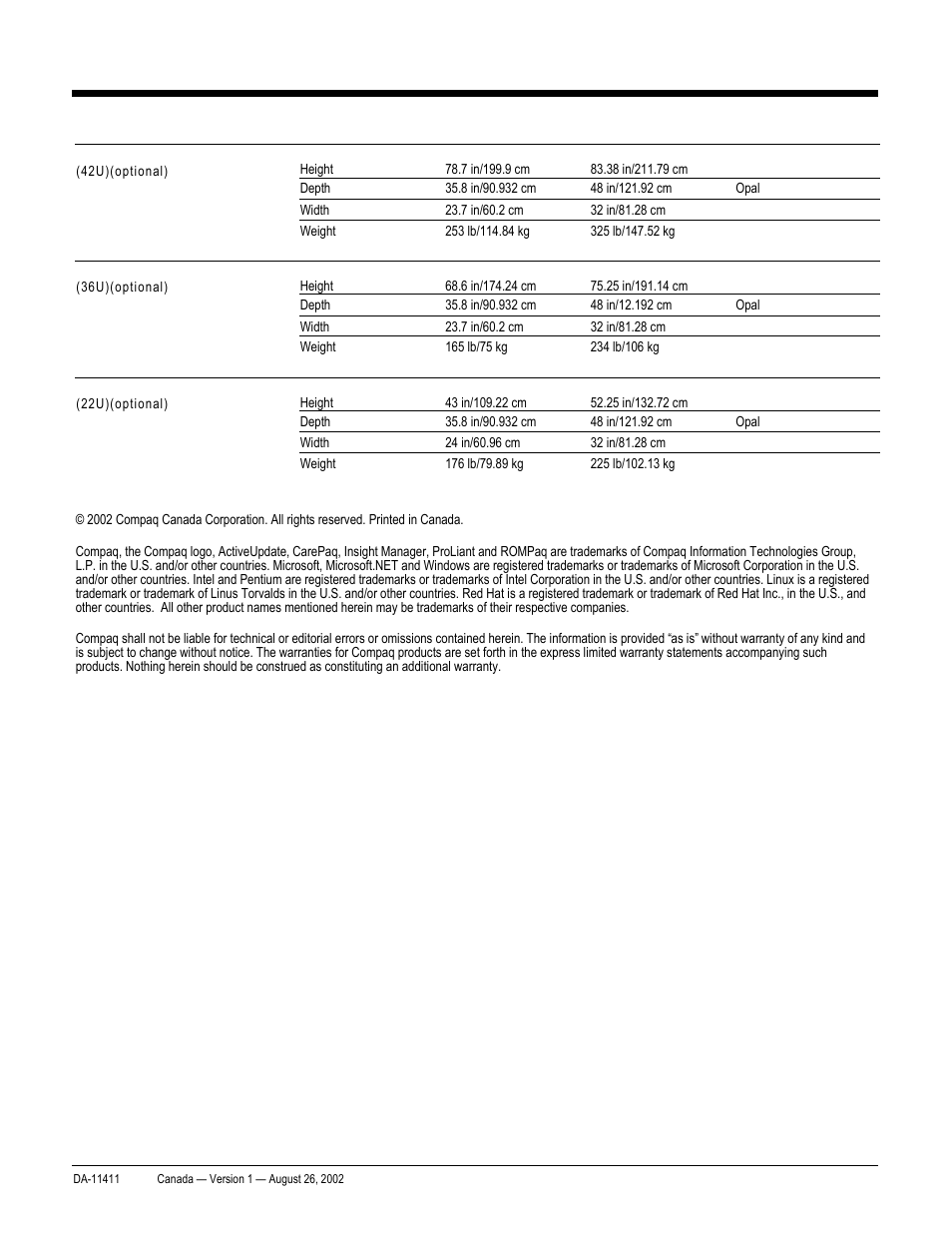 Quickspecs, Technical specifications, Proliant bl20p and p-class system | Compaq ProLiant p-Class User Manual | Page 24 / 24