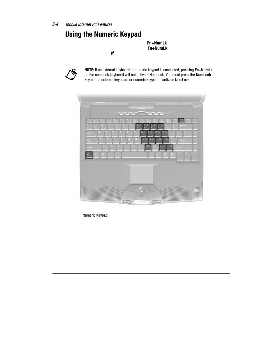 Using the numeric keypad | Compaq 1600 Series User Manual | Page 26 / 54