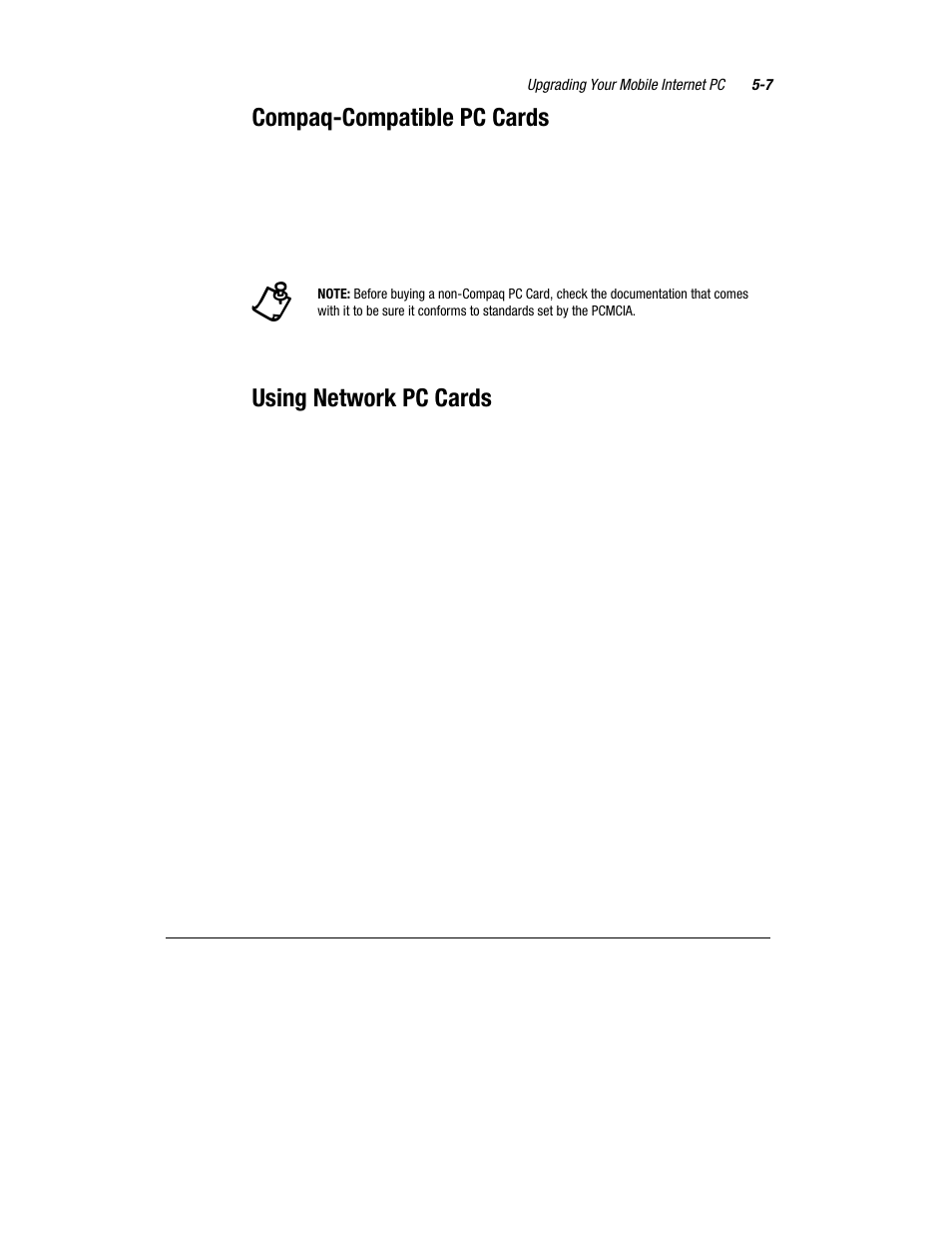 Compaq-compatible pc cards, Using network pc cards | Compaq 1600 Series User Manual | Page 47 / 54