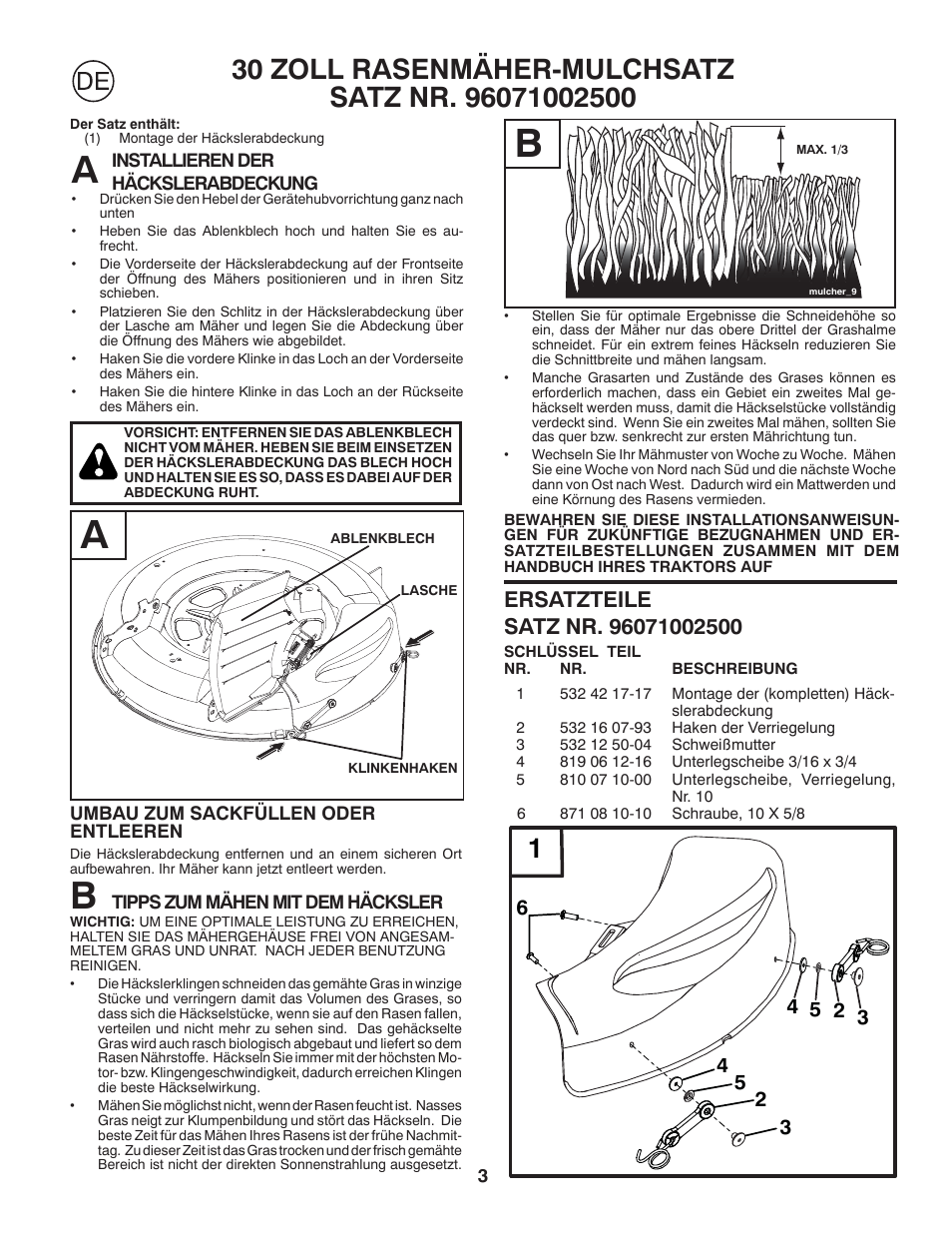 Partner Mulch Kit 2010 User Manual | Page 3 / 28