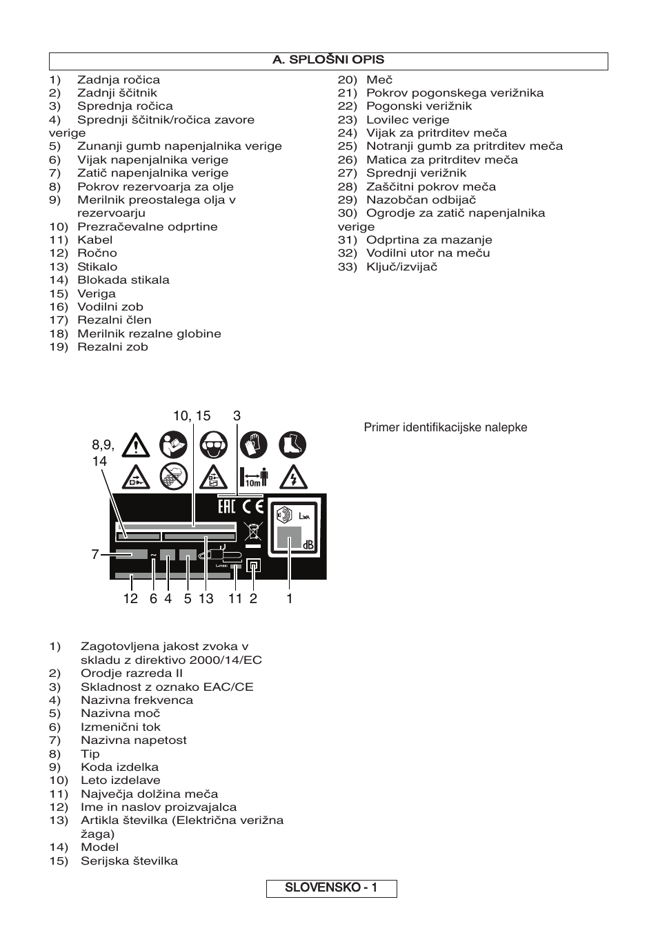 Slovensko - 1, A. splošni opis | Partner P818 2014 User Manual | Page 160 / 288