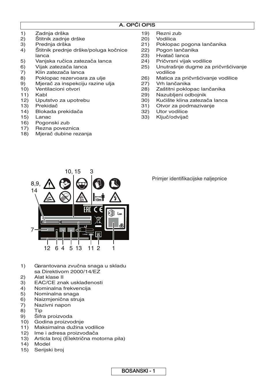 Bosanski - 1, A. op, Opis | Partner P818 2014 User Manual | Page 260 / 288