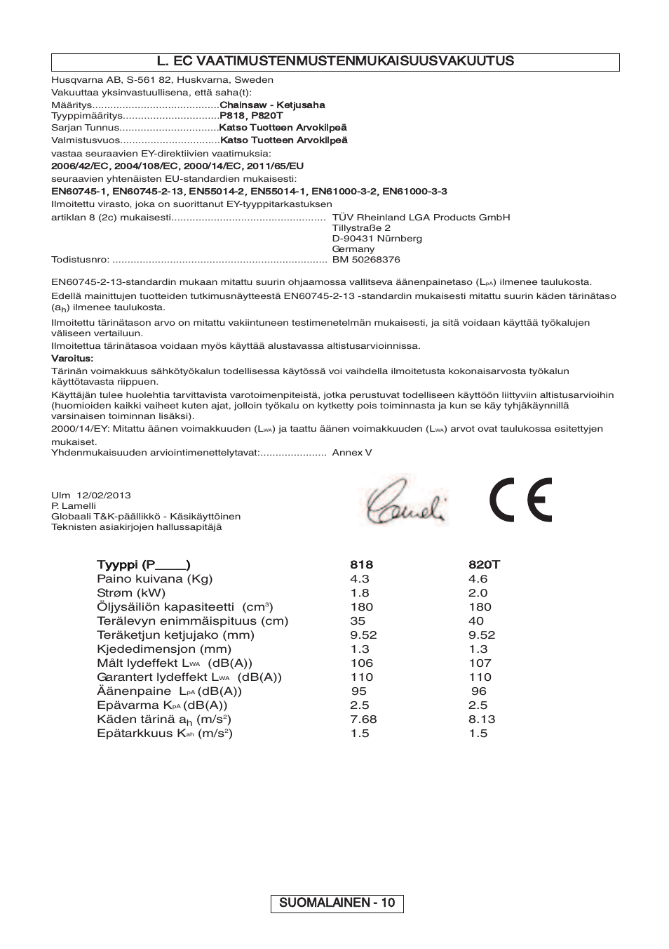 Tyyppi (p | Partner P818 2014 User Manual | Page 69 / 288