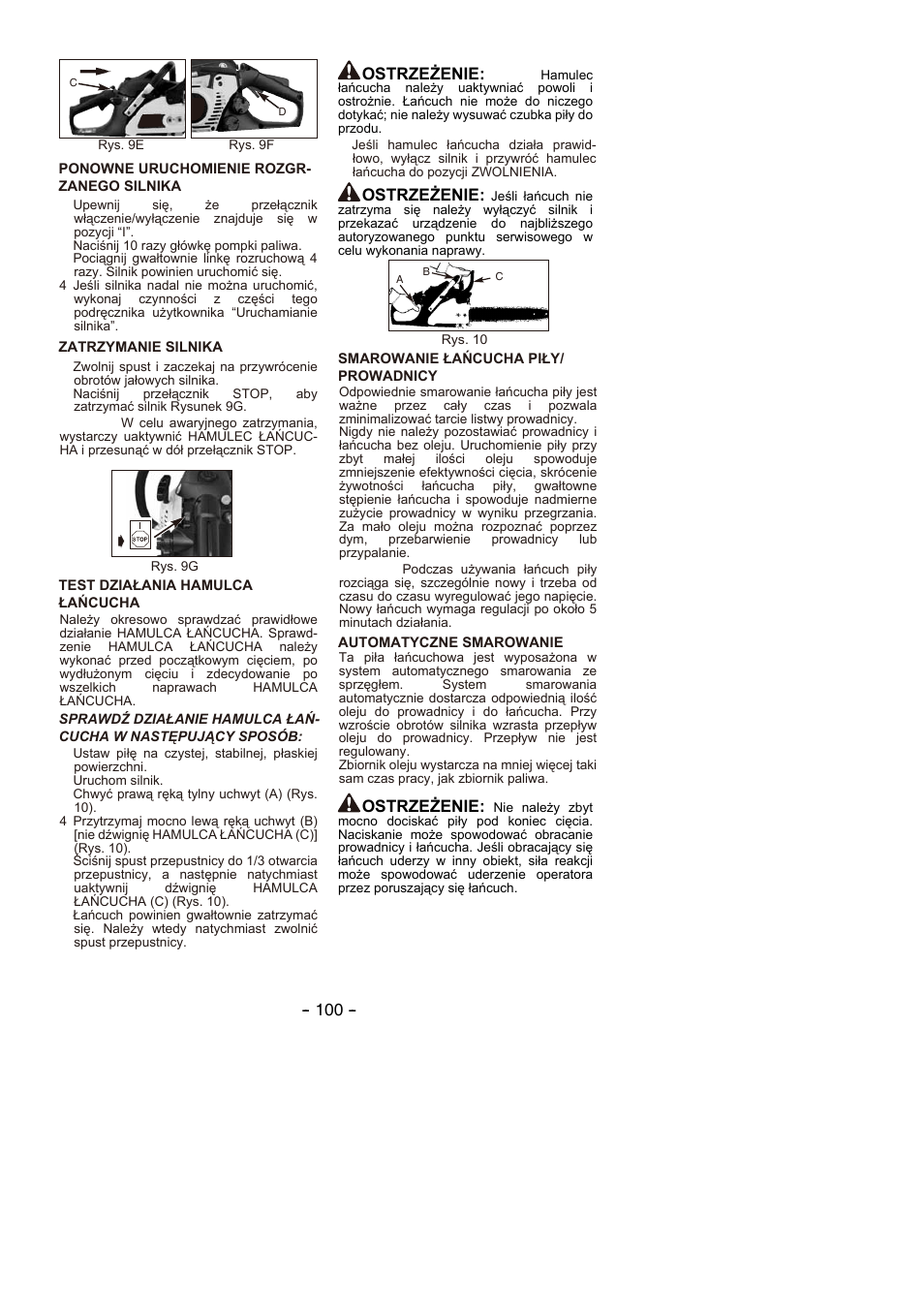 Ostrzeżenie | Partner P350S 2014 User Manual | Page 100 / 124