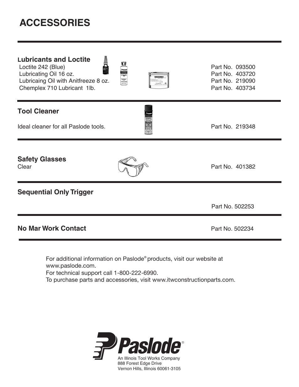Accessories | Paslode PF350S PowerFramer 30 Framing Nailer User Manual | Page 16 / 32