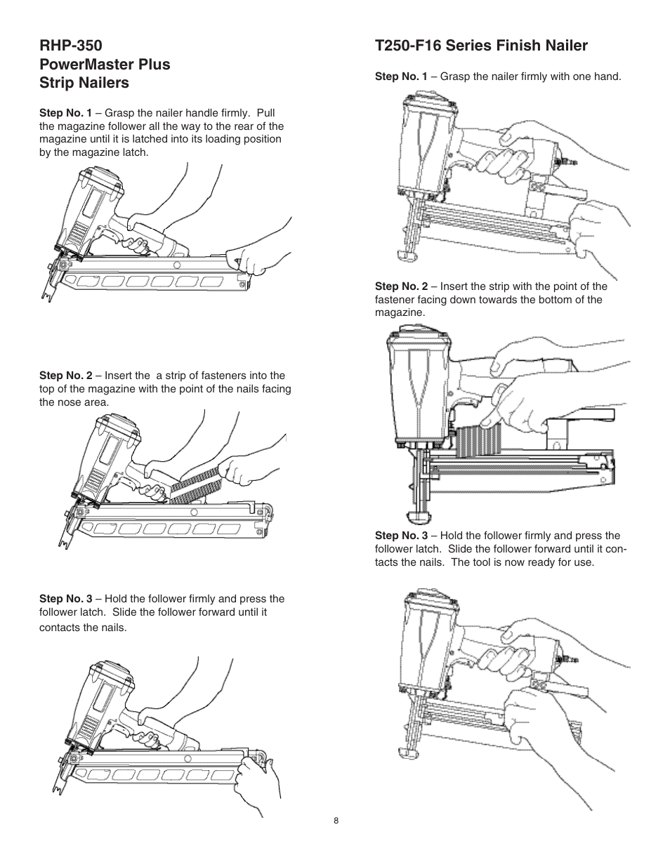 Rhp-350 powermaster plus strip nailers | Paslode F350-S PowerMaster Plus 30 Framing Nailer User Manual | Page 10 / 32