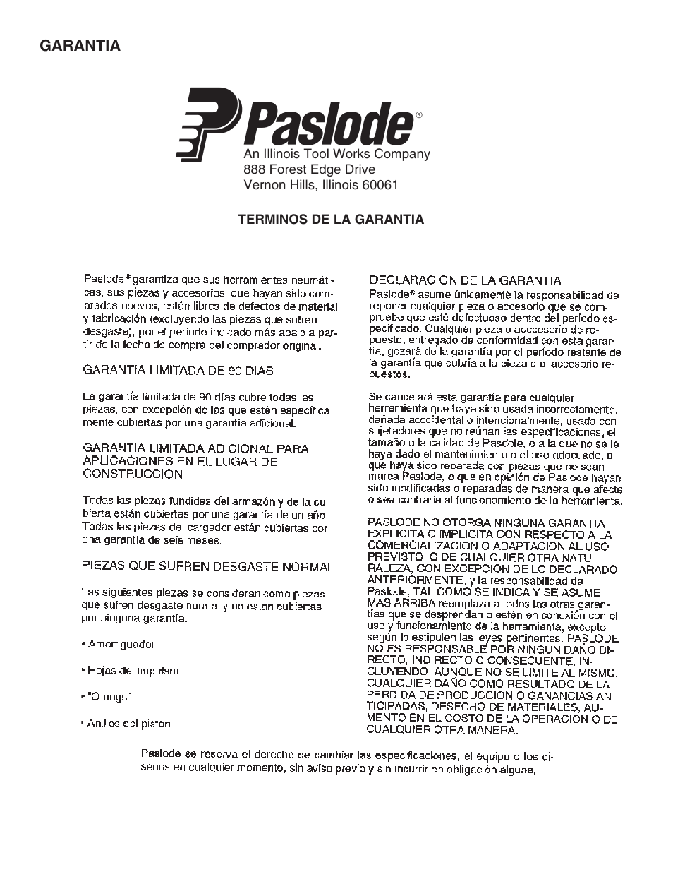 Paslode F350-S PowerMaster Plus 30 Framing Nailer User Manual | Page 32 / 32