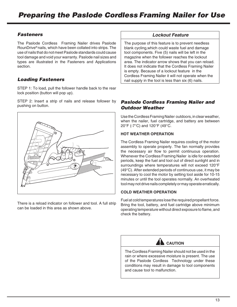 Paslode CF325Li Li-ion Cordless Framing User Manual | Page 13 / 40