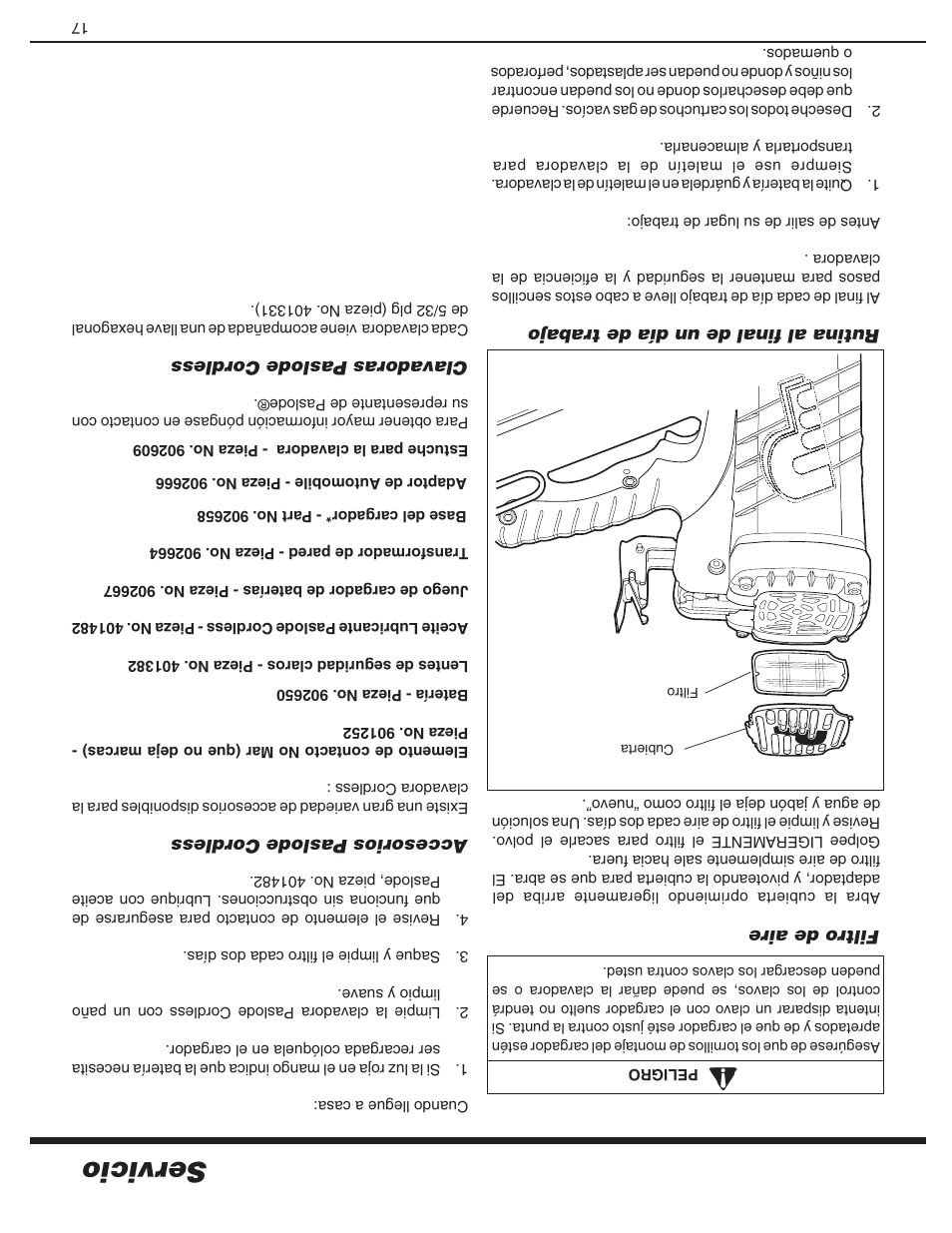 Serv ic io | Paslode CF325Li Li-ion Cordless Framing User Manual | Page 24 / 40