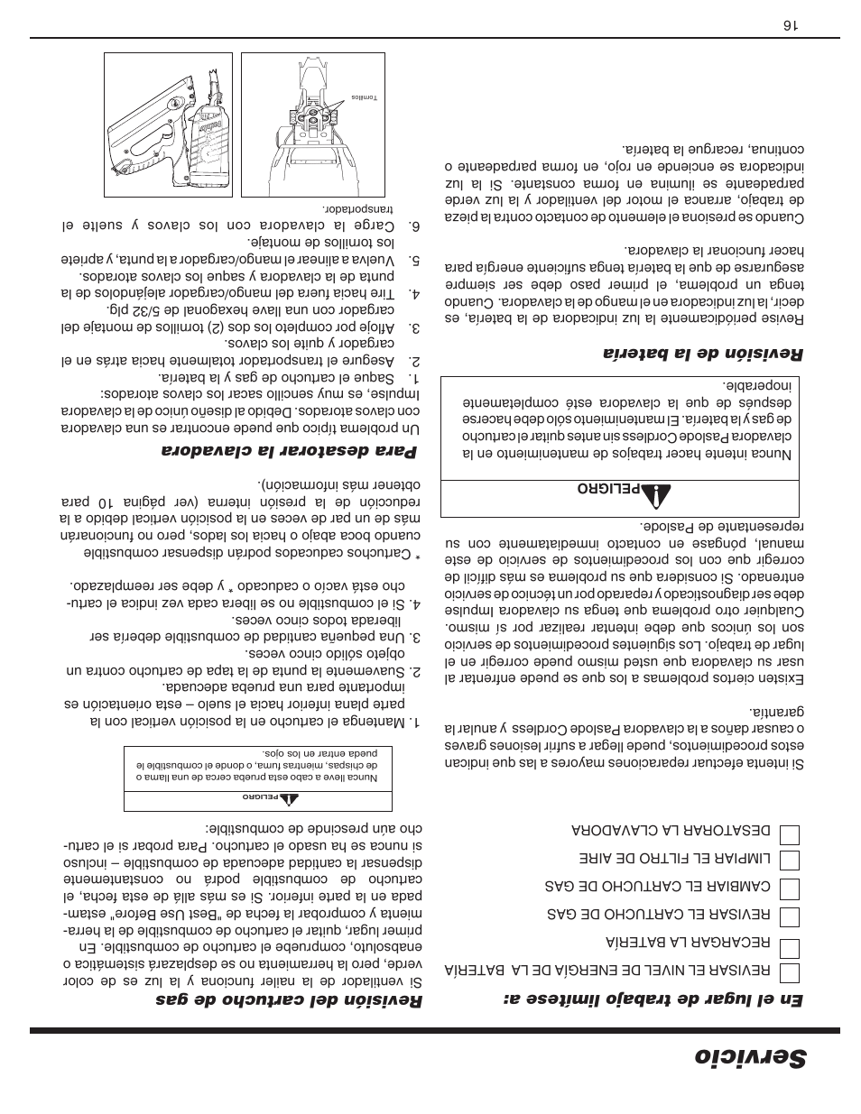 Serv ic io | Paslode CF325Li Li-ion Cordless Framing User Manual | Page 25 / 40