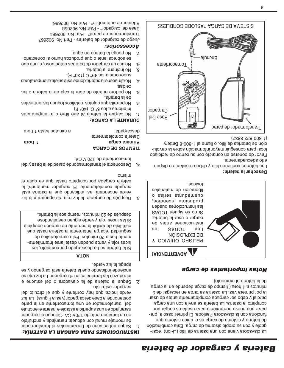 Batería y cargador de batería, Accessorios | Paslode CF325Li Li-ion Cordless Framing User Manual | Page 33 / 40