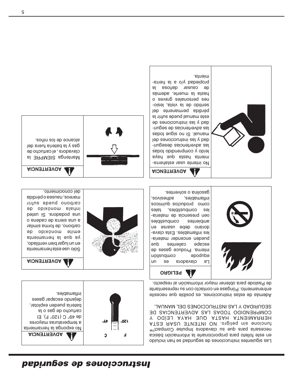 Instrucciones de seguridad | Paslode CF325Li Li-ion Cordless Framing User Manual | Page 36 / 40