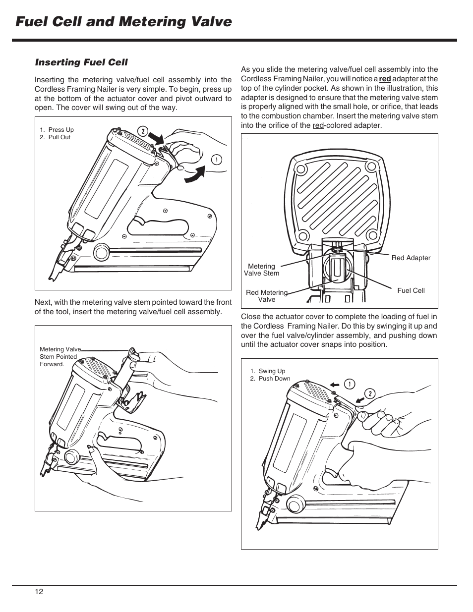 Fuel cell and metering valve | Paslode IMCT Cordless Framing Nailer User Manual | Page 12 / 20
