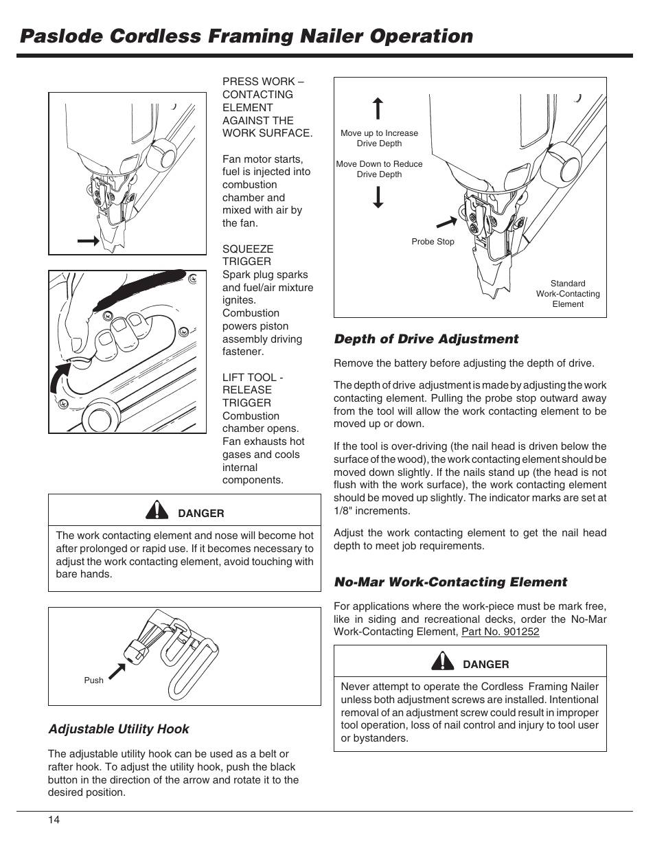 Paslode cordless framing nailer operation | Paslode IMCT Cordless Framing Nailer User Manual | Page 14 / 20