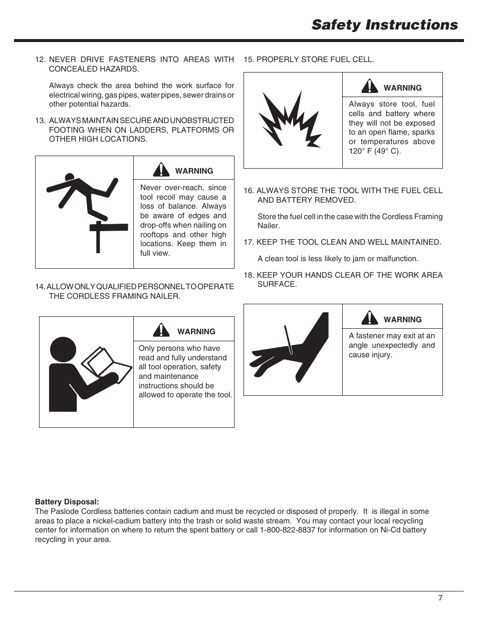 Safety instructions | Paslode IMCT Cordless Framing Nailer User Manual | Page 7 / 20