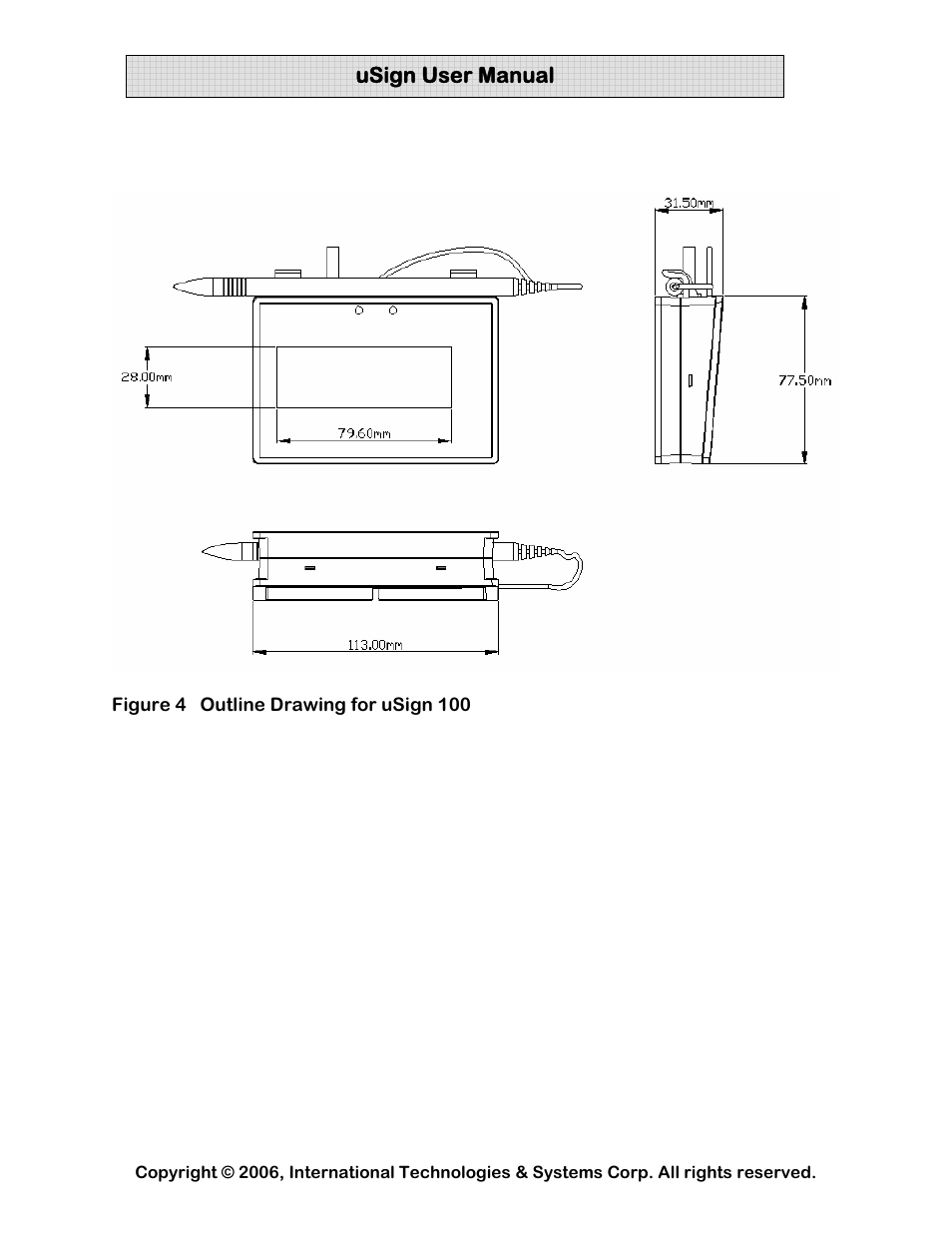 Figure 5 outline drawing for usign 200 | Compaq uSign Signature Capture Module uSign 100 User Manual | Page 17 / 18