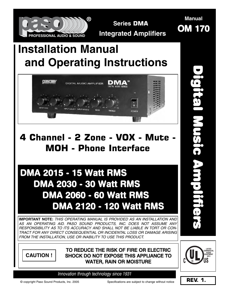 Paso Sound DMA2015 User Manual | 32 pages