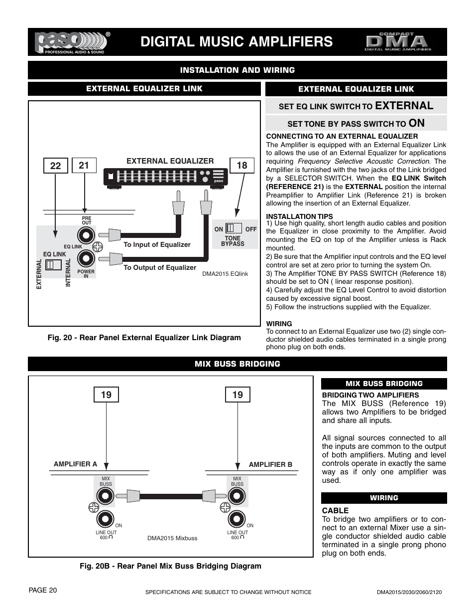 Digital music amplifiers, External | Paso Sound DMA2015 User Manual | Page 20 / 32