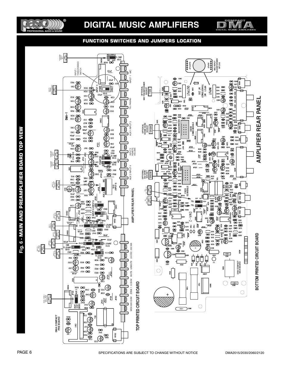 Digital music amplifiers, Page 6, Amplifier rear p anel | Paso Sound DMA2015 User Manual | Page 6 / 32