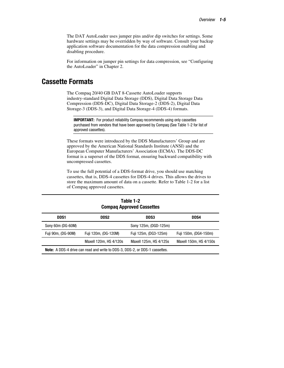 Cassette formats | Compaq 326817-003 User Manual | Page 15 / 80