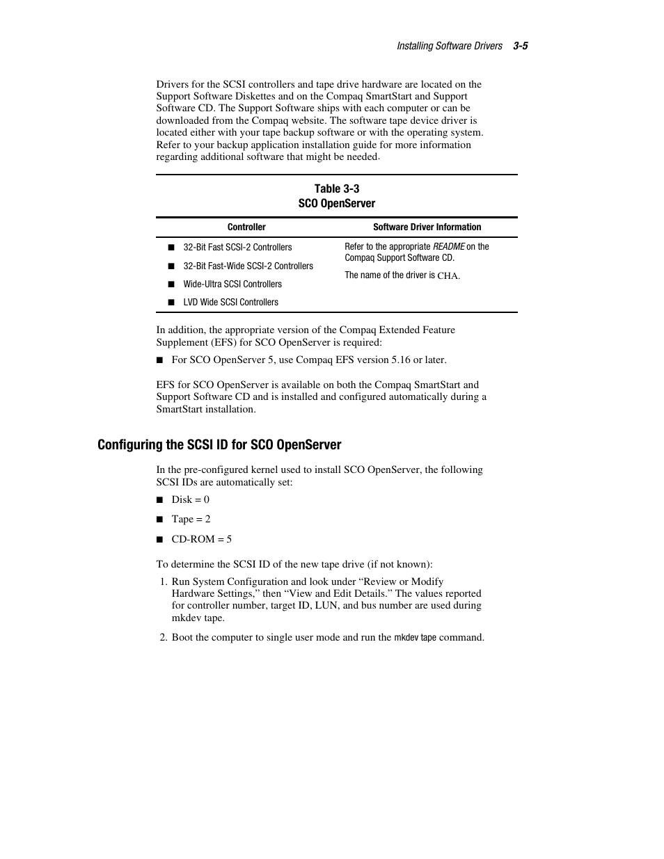 Configuring the scsi id for sco openserver | Compaq 326817-003 User Manual | Page 33 / 80