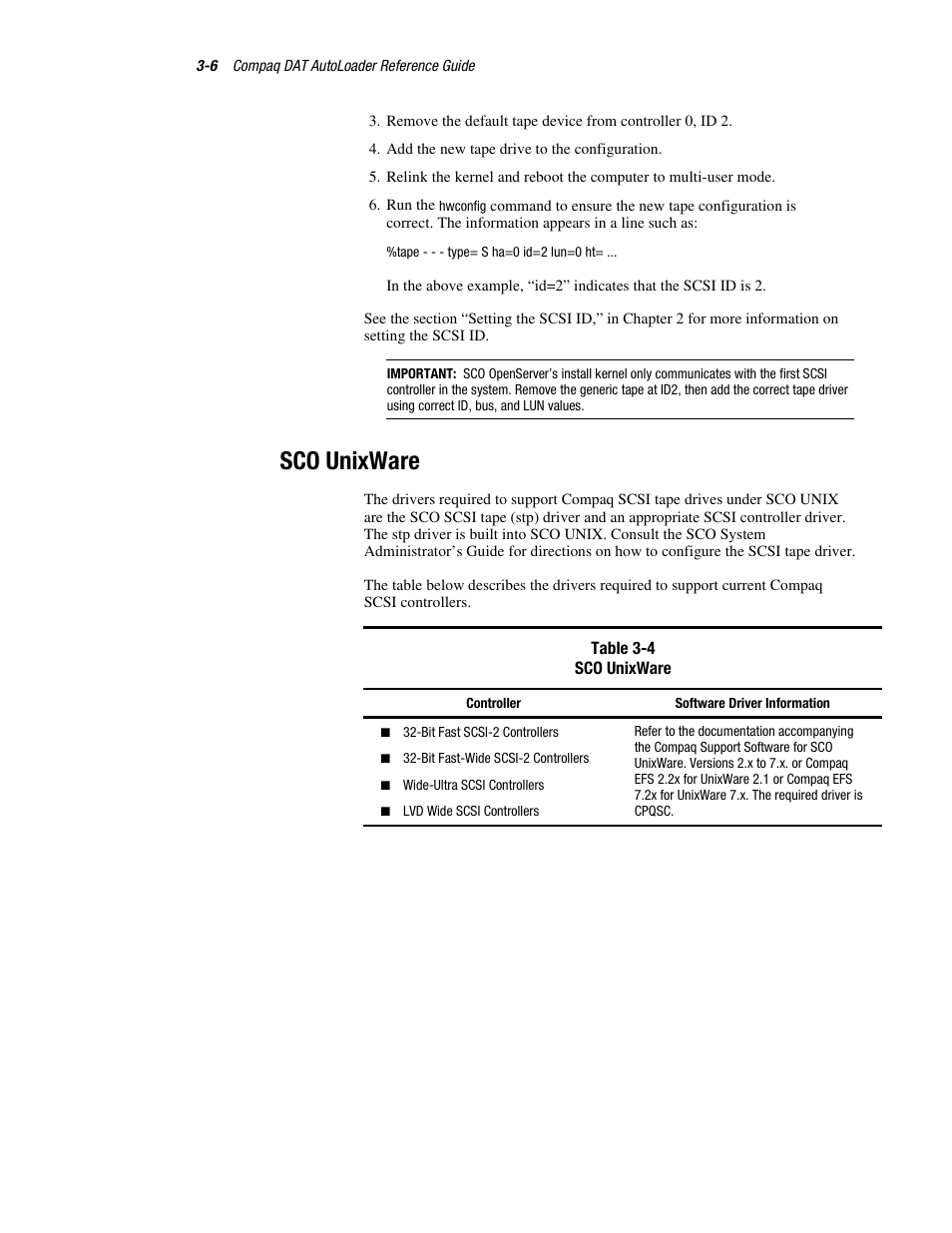 Sco unixware | Compaq 326817-003 User Manual | Page 34 / 80