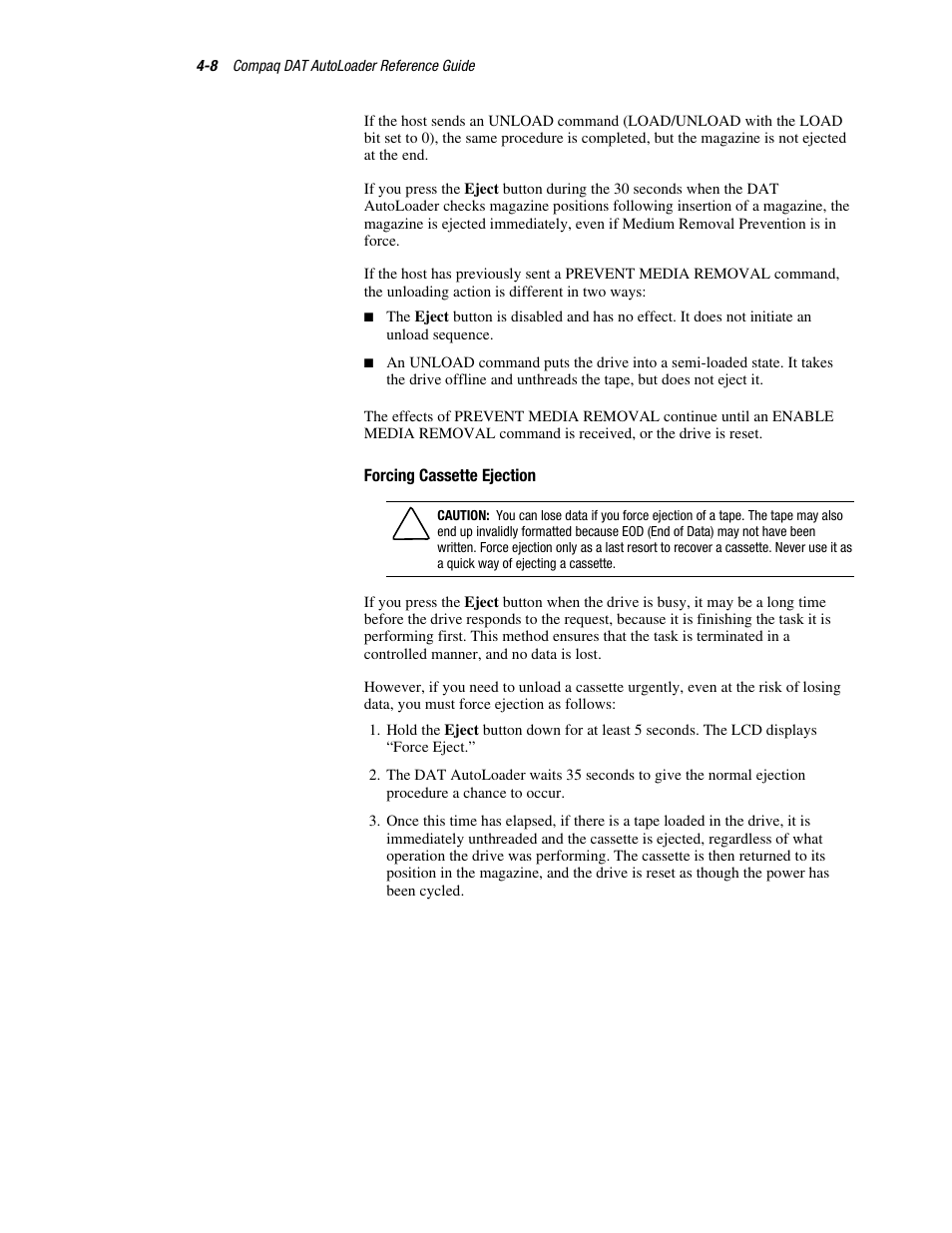 Forcing cassette ejection | Compaq 326817-003 User Manual | Page 44 / 80
