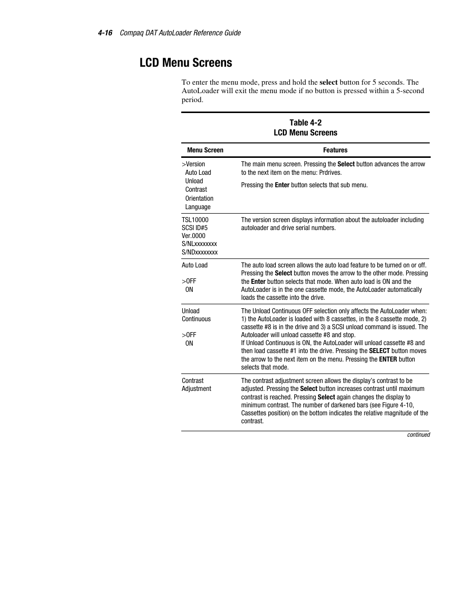 Lcd menu screens | Compaq 326817-003 User Manual | Page 52 / 80