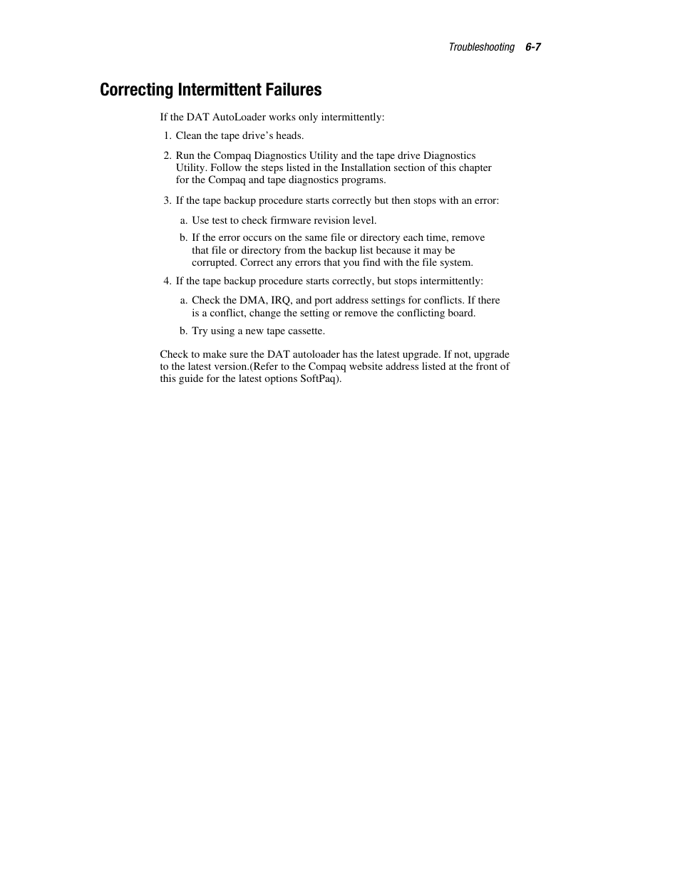 Correcting intermittent failures | Compaq 326817-003 User Manual | Page 64 / 80