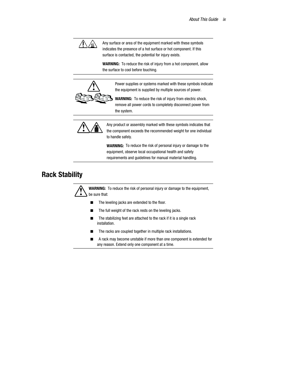 Rack stability | Compaq 326817-003 User Manual | Page 9 / 80