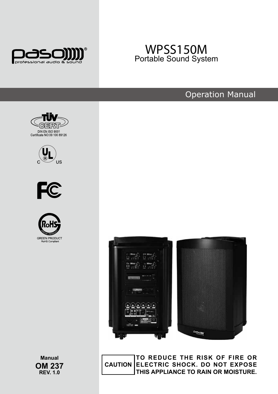 Paso Sound WPSS150M User Manual | 32 pages