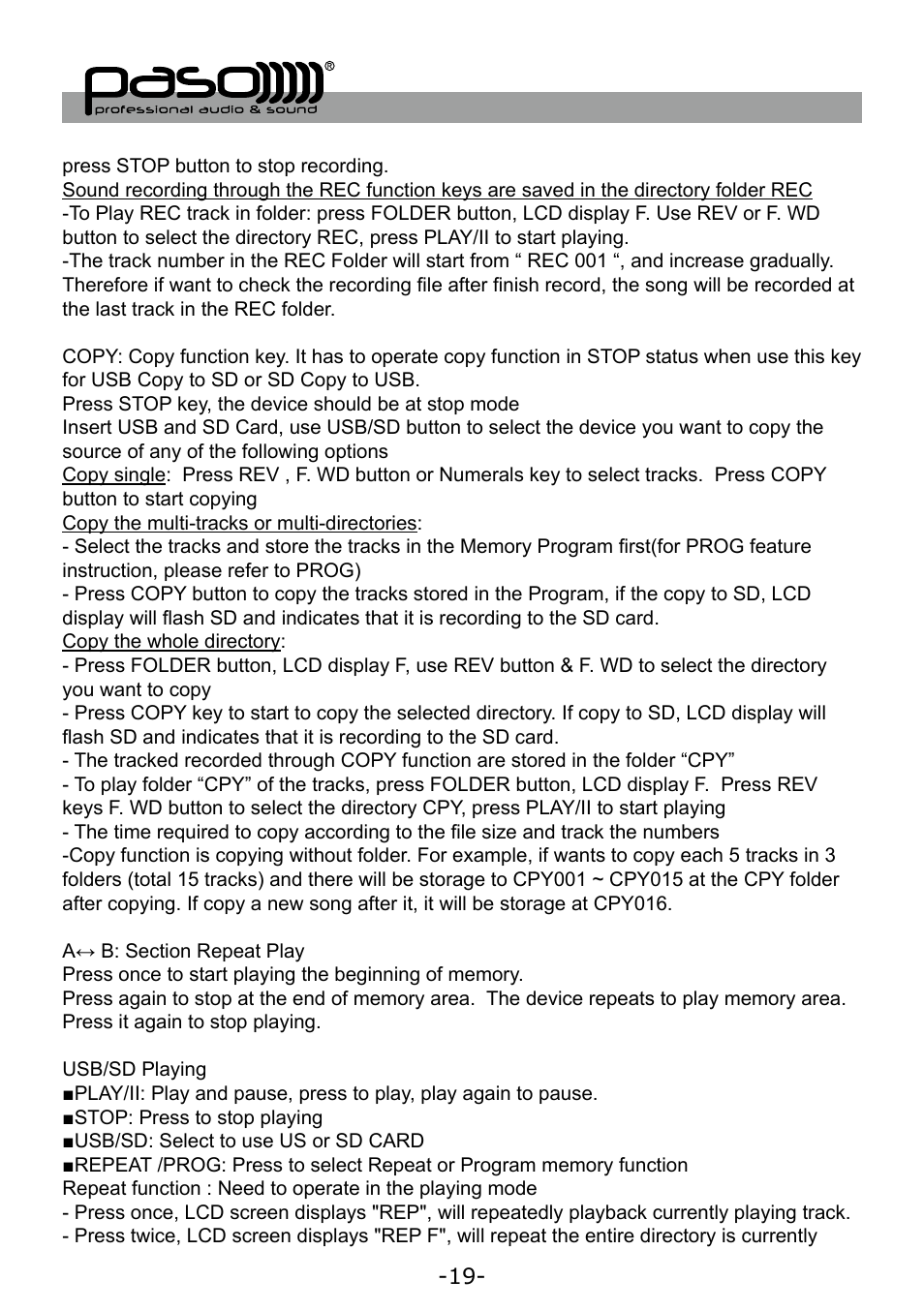 Paso Sound WPSS150M User Manual | Page 20 / 32