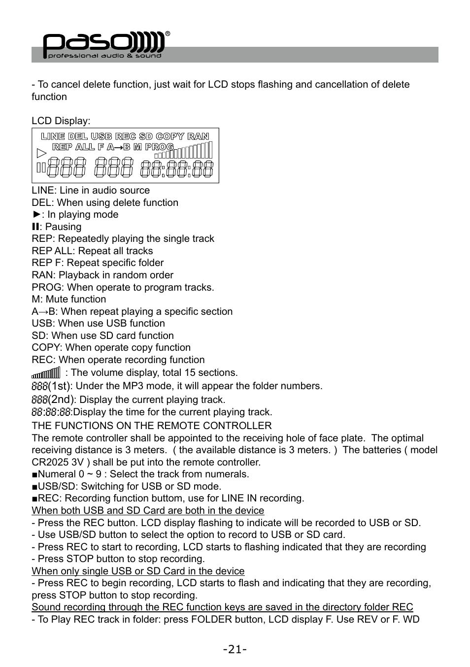 Paso Sound WPSS150M User Manual | Page 22 / 32